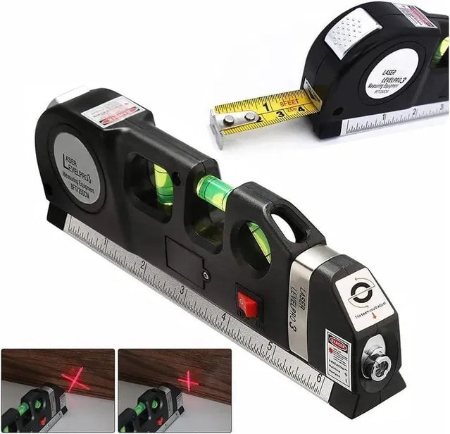 4-in-1 Laser Distance Meter + Laser Level Tape Measure