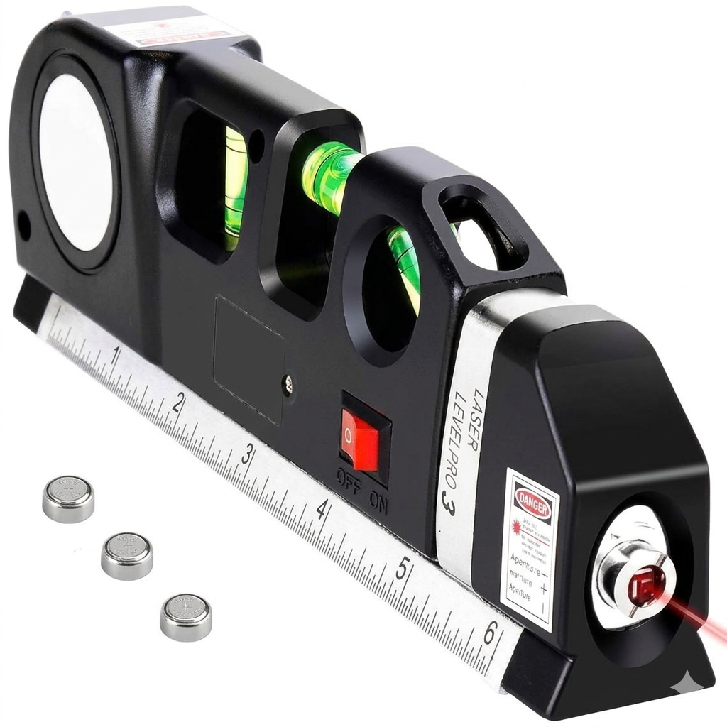 4-in-1 Laser Distance Meter + Laser Level Tape Measure